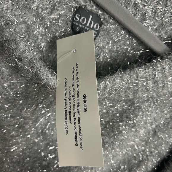 NWT-New York & Company SOHO Silver Sparkly Eyelash Sweater- Size: Medium - Picture 13 of 15